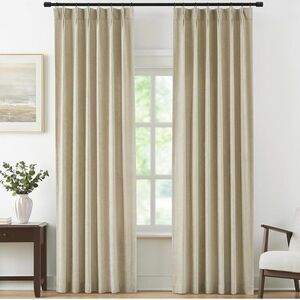 Vision Home Pinch Pleated Light Filtering Curtains Velvet Chenille Window Curtai